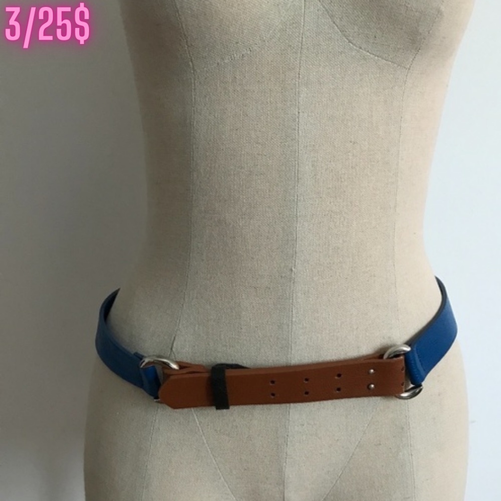 Smart Set - Black Brown and Blue Faux Leather Belt - 3/25$
